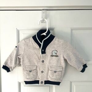 Sergent Major heavyweight cardigan sweater boys 6 months, Cream & Navy Blue